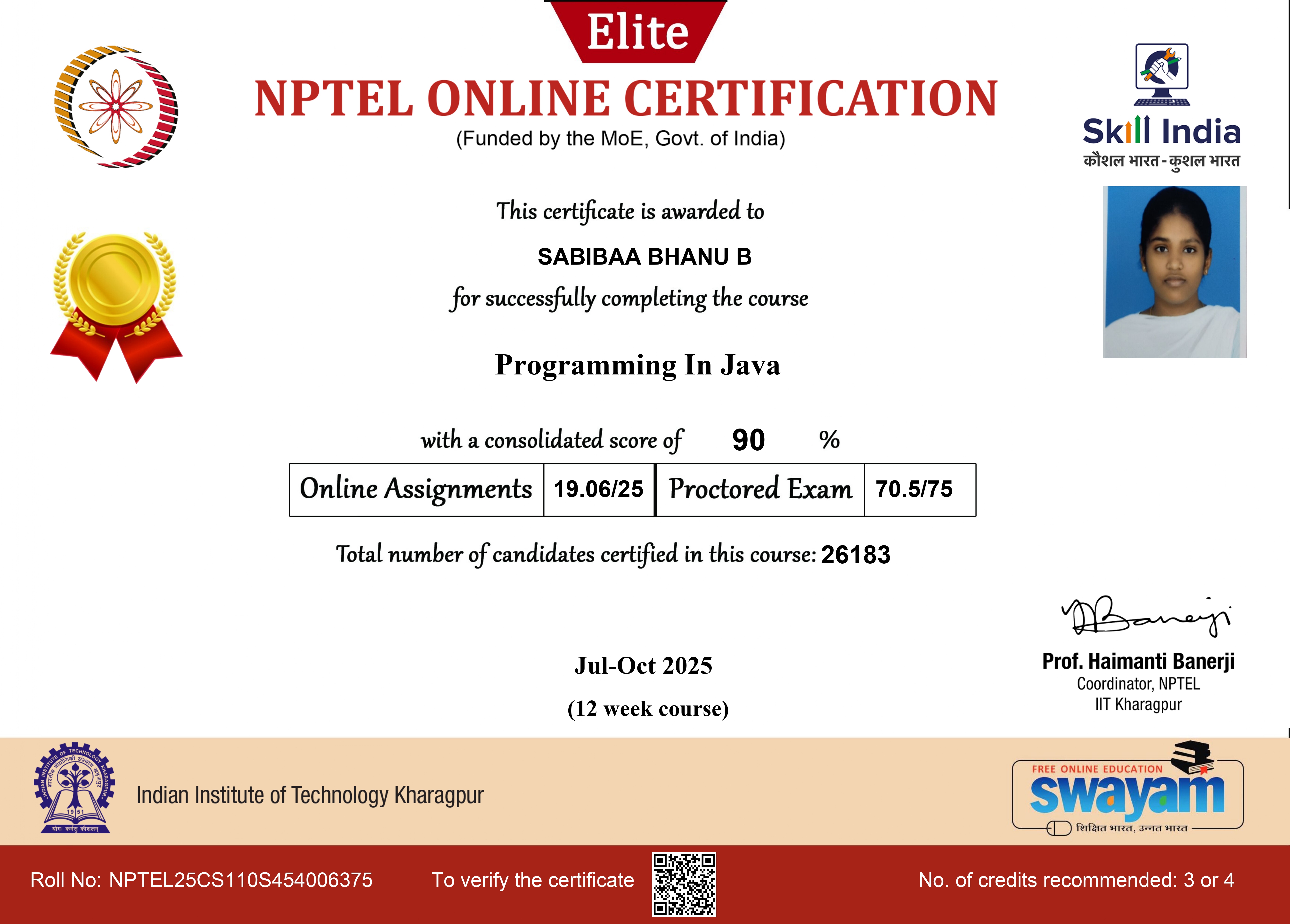 NPTEL Elite Certificate 8
